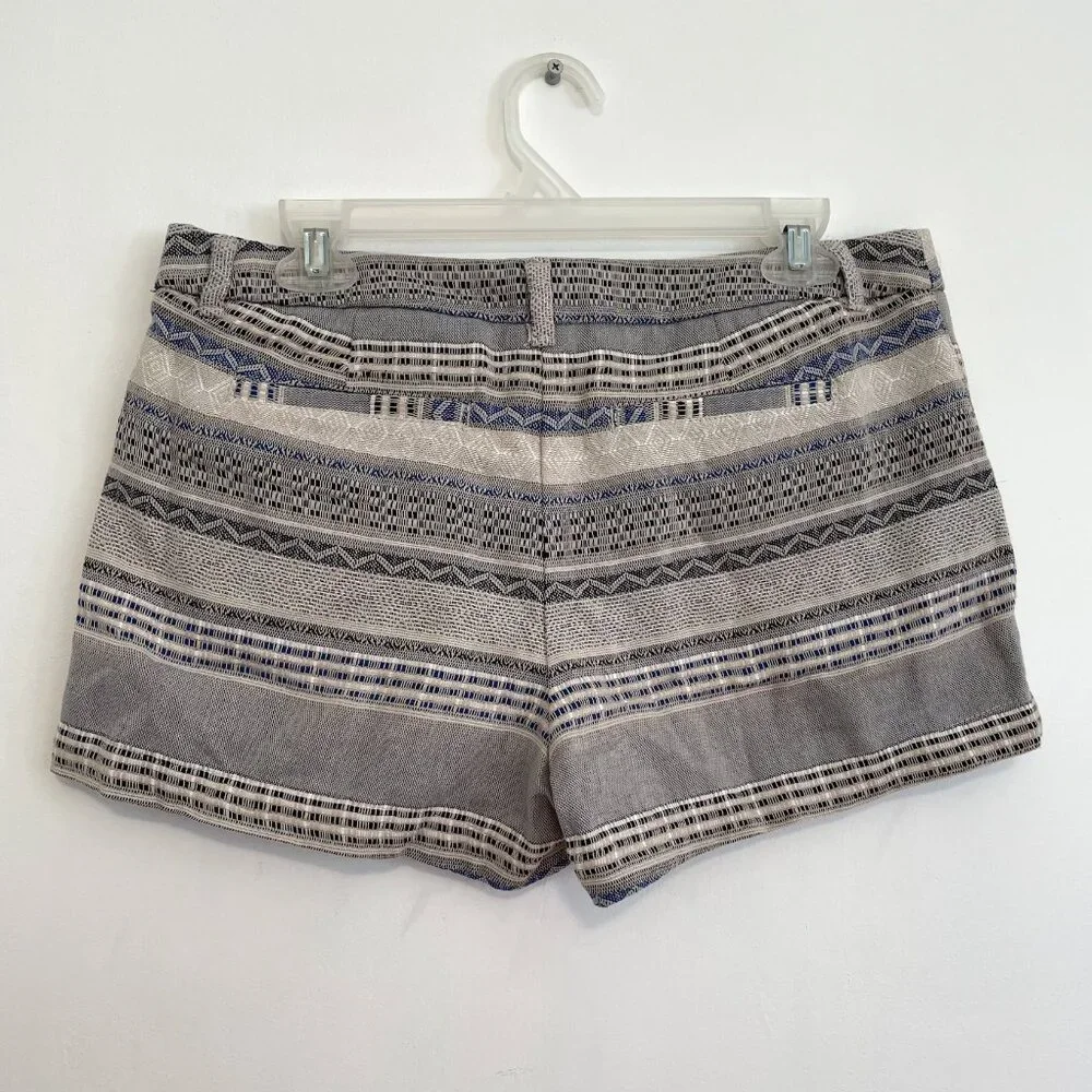 NEW NWT MERONA Aztec Stripe Chino Knit Shorts Cream Beige Tan Tribal Geometric 8